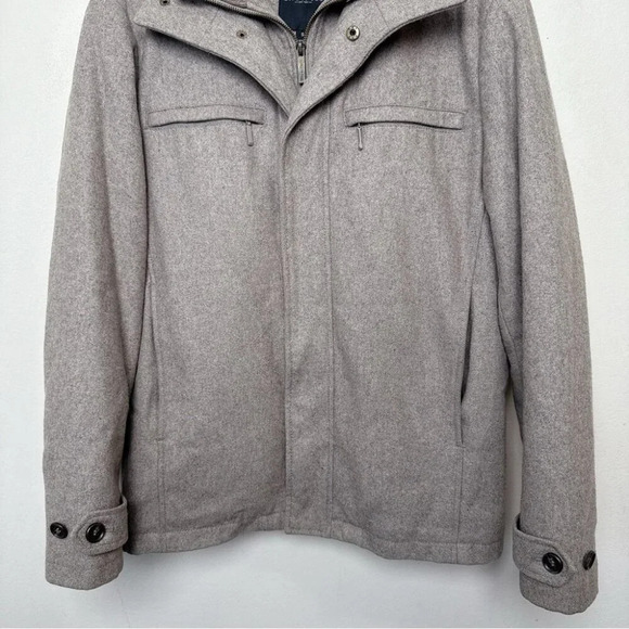 London Fog Mens Small Tan Wool Stand Collar Hip Length Coat Jacket - Picture 3 of 14